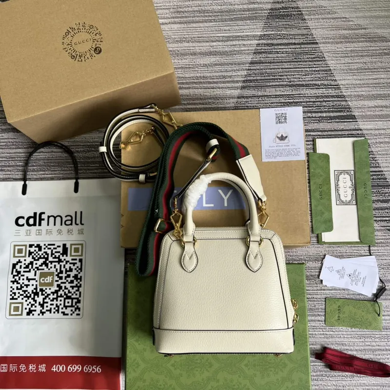 Adidas x Gucci 677212 mini taška Horsebit 1955 bílá a černá kůže