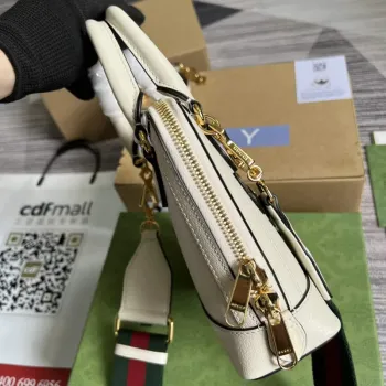 Adidas x Gucci 677212 mini taška Horsebit 1955 bílá a černá kůže