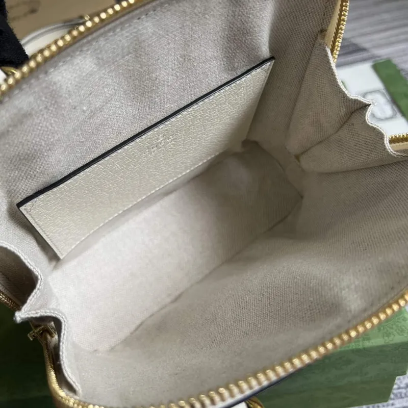 Adidas x Gucci 677212 mini taška Horsebit 1955 bílá a černá kůže