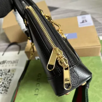Adidas x Gucci 677212 Horsebit 1955 mini taška Černá a bílá kůže