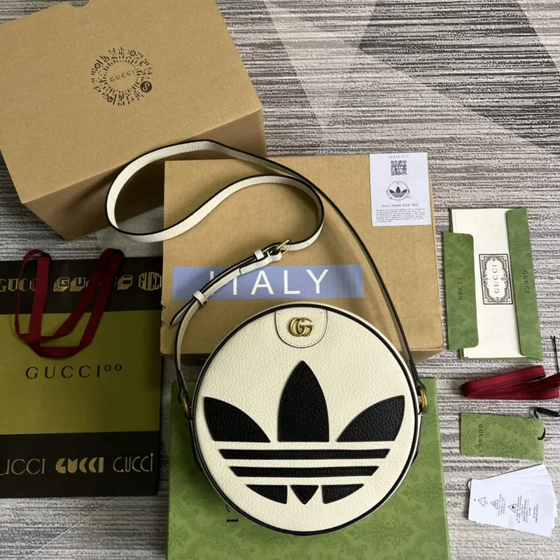 Adidas x Gucci Ophidia ramenní taška 702626 Bílá kůže