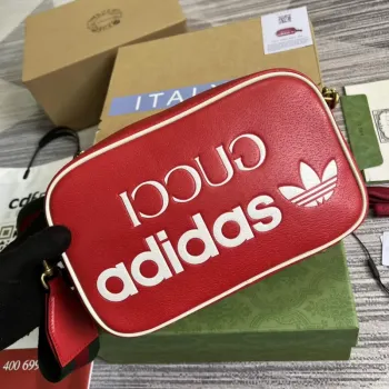 Adidas x Gucci malá ramenní taška 702427 Červená kůže