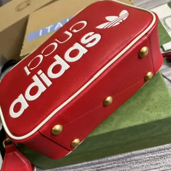 Adidas x Gucci malá ramenní taška 702427 Červená kůže