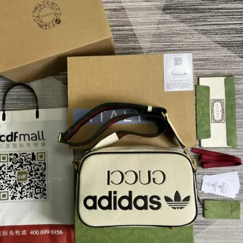 Adidas x Gucci malá ramenní taška 702427 Bílá kůže