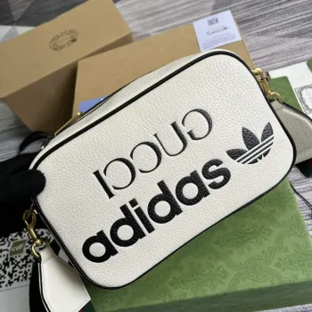 Adidas x Gucci malá ramenní taška 702427 Bílá kůže