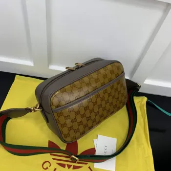 Adidas x Gucci malá ramenní taška 702427 Béžová a hnědá GG plátno