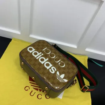 Adidas x Gucci malá ramenní taška 702427 Béžová a hnědá GG plátno