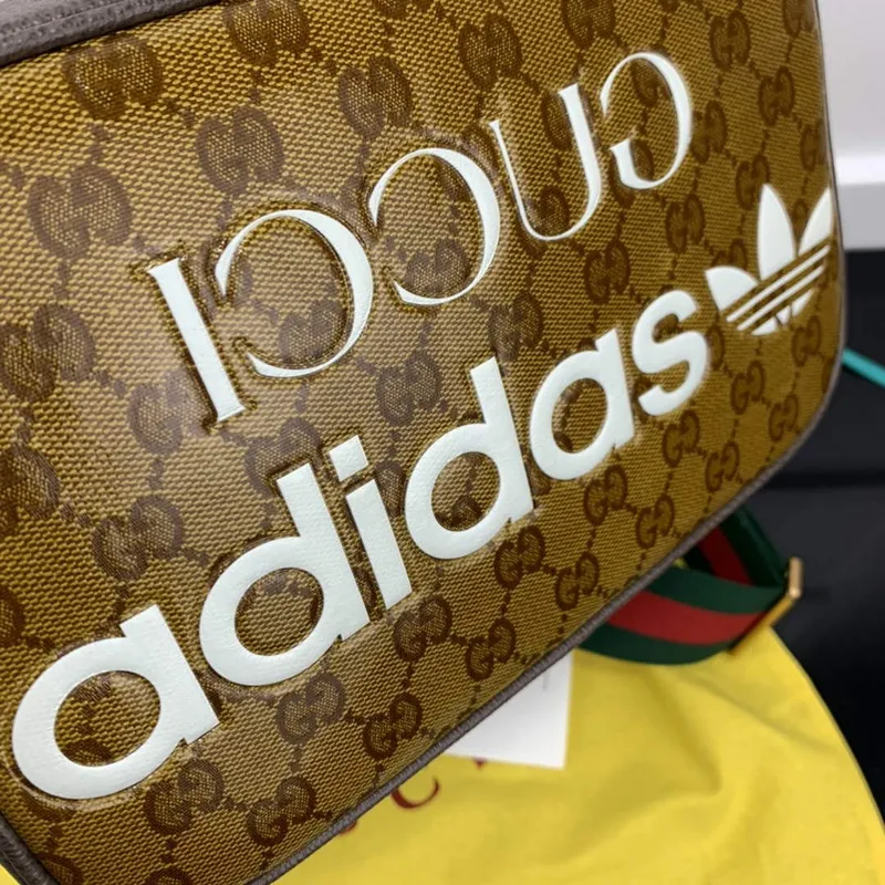 Adidas x Gucci malá ramenní taška 702427 Béžová a hnědá GG plátno