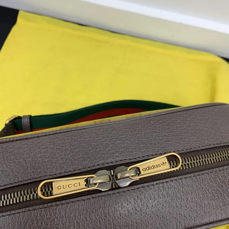 Adidas x Gucci malá ramenní taška 702427 Béžová a hnědá GG plátno