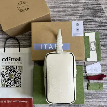 Adidas x Gucci mini taška s krátkým držadlem 702387 Bílá kůže