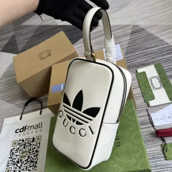 Adidas x Gucci mini taška s krátkým držadlem 702387 Bílá kůže