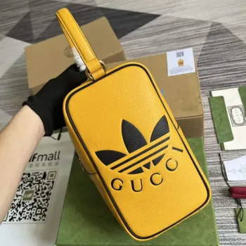 Adidas x Gucci mini taška s krátkým držadlem 702387 Žlutá kůže
