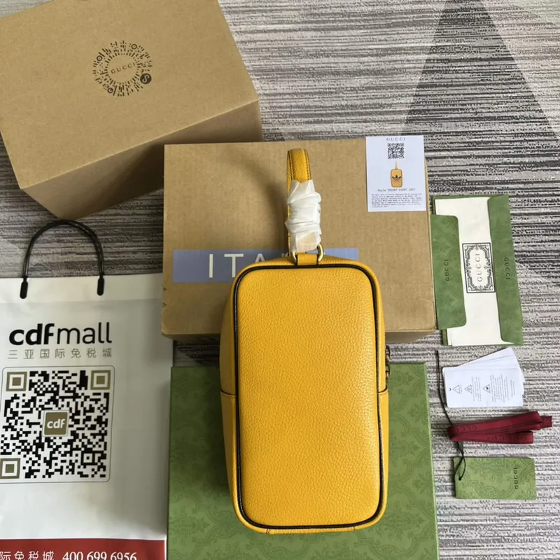 Adidas x Gucci mini taška s krátkým držadlem 702387 Žlutá kůže