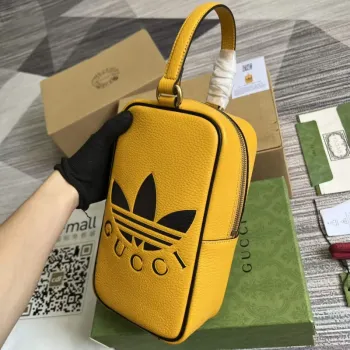 Adidas x Gucci mini taška s krátkým držadlem 702387 Žlutá kůže