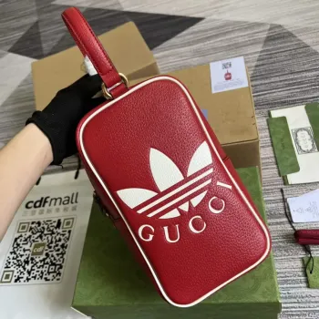 Adidas x Gucci mini taška s krátkým držadlem 702387 Červená kůže