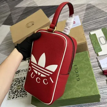 Adidas x Gucci mini taška s krátkým držadlem 702387 Červená kůže