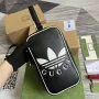 Adidas x Gucci mini taška s krátkým držadlem 702387 Černá kůže