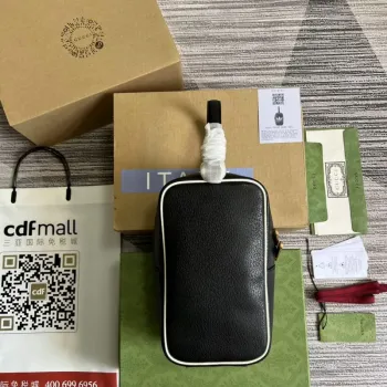 Adidas x Gucci mini taška s krátkým držadlem 702387 Černá kůže