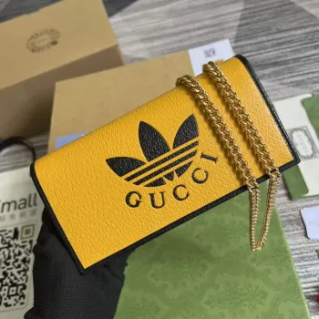 Adidas x Gucci 621892 peněženka s řetízkem Off black a žlutá kůže