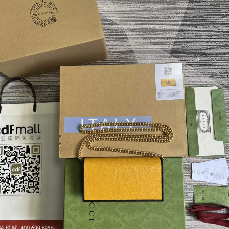 Adidas x Gucci 621892 peněženka s řetízkem Off black a žlutá kůže