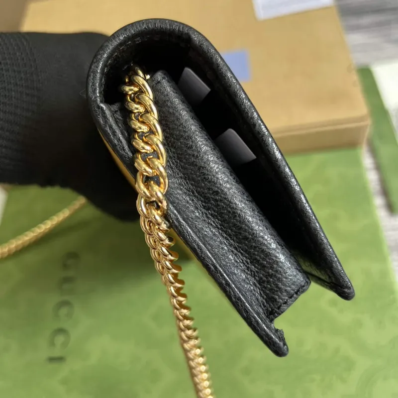 Adidas x Gucci 621892 peněženka s řetízkem Off black a žlutá kůže