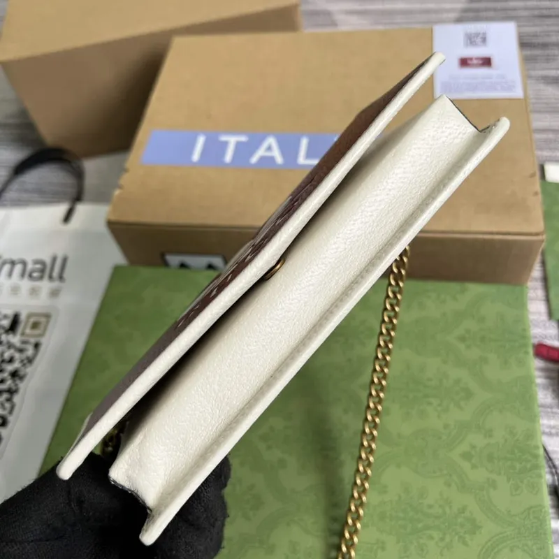 Adidas x Gucci 621892 peněženka s řetízkem Off white a červená kůže