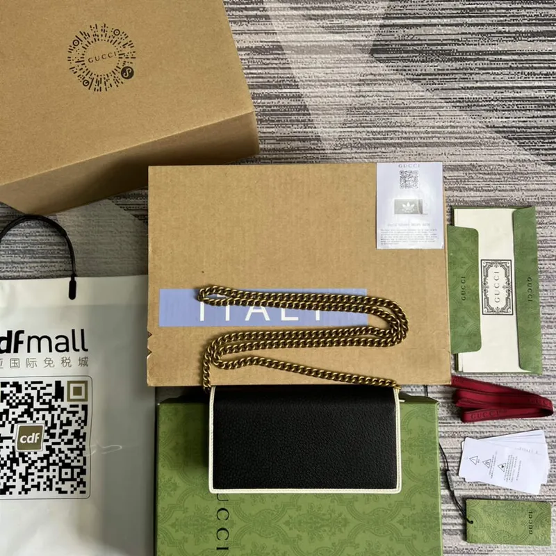 Adidas x Gucci 621892 peněženka s řetízkem černá a bílá kůže