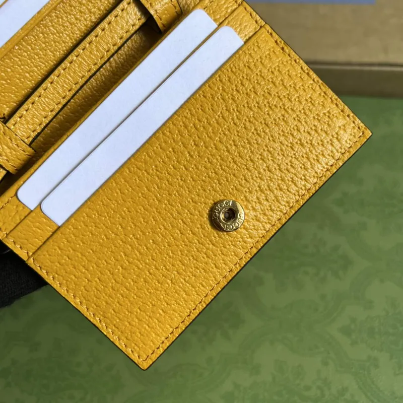 Adidas x Gucci pouzdro na karty s Horsebit 702248 Off black a žlutá kůže