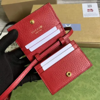 Adidas x Gucci pouzdro na karty s Horsebit 702248 Off white a červená kůže