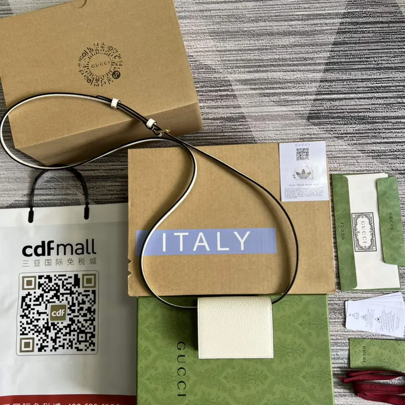 Adidas x Gucci pouzdro na karty s Horsebit 702248 Off white a černá kůže