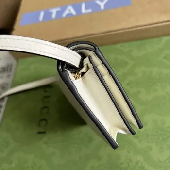 Adidas x Gucci pouzdro na karty s Horsebit 702248 Off white a černá kůže