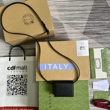 Adidas x Gucci pouzdro na karty s Horsebit 702248 černá a krémová kůže