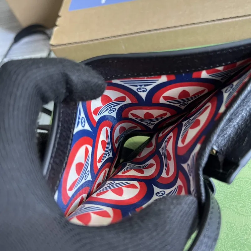 Adidas x Gucci pouzdro na karty s Horsebit 702248 černá a krémová kůže