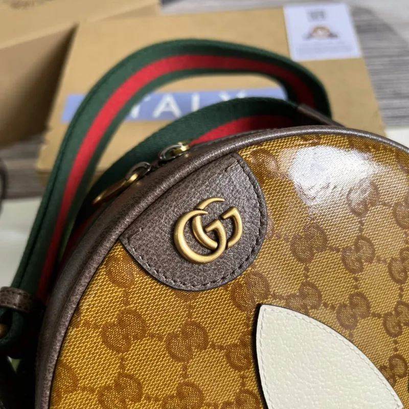Adidas x Gucci 702640 Ophidia malá ramenní taška Béžová a hnědá