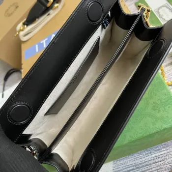 Gucci 702200 GG matelassé kožená kabelka přes rameno Černá