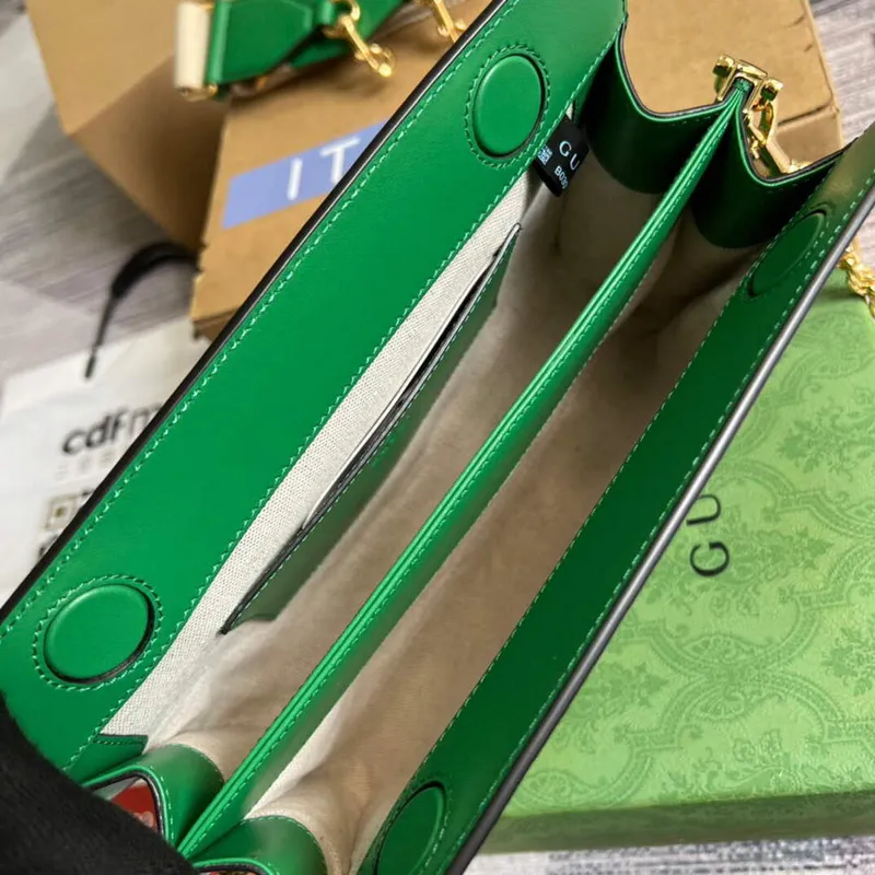 Gucci 702200 GG matelassé kožená kabelka přes rameno Jasně zelená