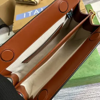 Gucci 702200 GG matelassé kožená kabelka přes rameno Světle hnědá