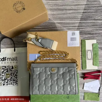 Gucci 702200 GG matelassé kožená kabelka přes rameno Prašná šedá