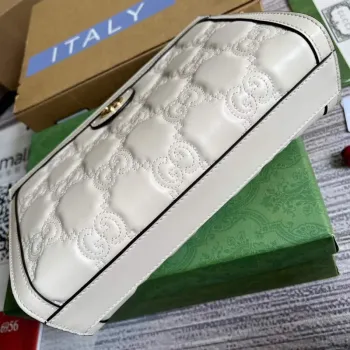 Gucci 702200 GG matelassé kožená kabelka přes rameno Bílá