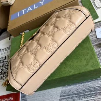 Gucci 702200 GG matelassé kožená kabelka přes rameno Béžová