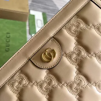 Gucci 702200 GG matelassé kožená kabelka přes rameno Béžová