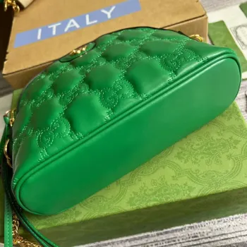 Gucci 702229 GG matelassé kožená kabelka přes rameno Jasně zelená