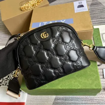 Gucci 702229 GG matelassé kožená kabelka přes rameno Černá