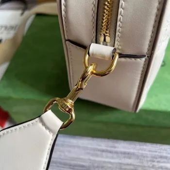 Gucci 702234 GG Matelassé Kožená Kabelka přes Rameno Bílá