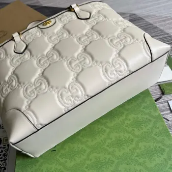 Gucci 631685 GG matelassé kožená střední taška bílá