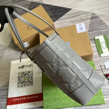 Gucci 631685 GG matelassé kožená střední taška šedá