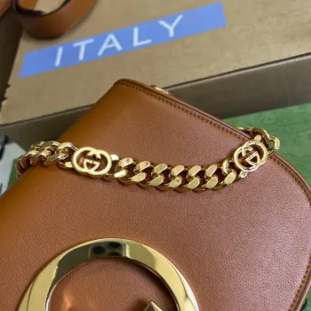 Gucci 699268 Gucci Blondie kožená taška přes rameno Světle hnědá