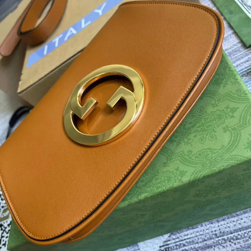 Gucci 699268 Gucci Blondie kožená taška přes rameno Světle hnědá