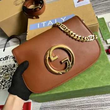 Gucci 699268 Gucci Blondie kožená taška přes rameno Hnědá