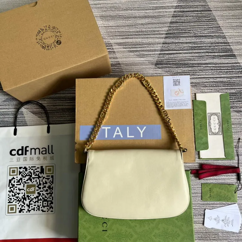 Gucci 699268 Gucci Blondie kožená taška přes rameno bílá